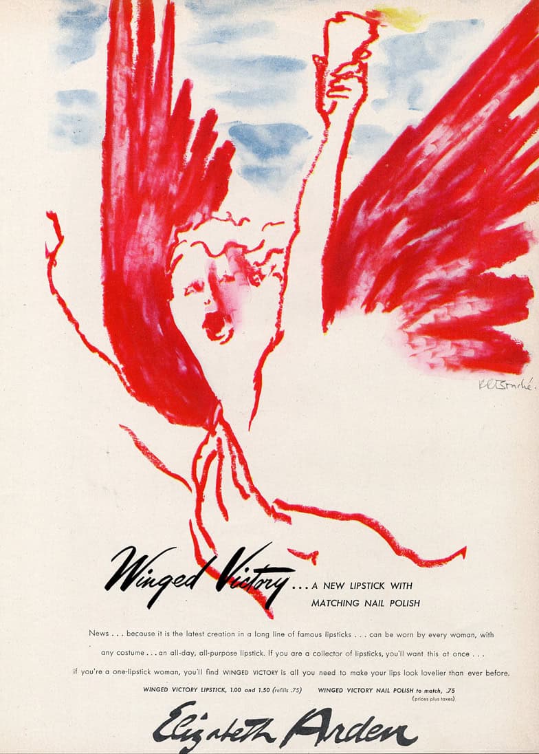 Elizabeth Arden advert for Winged Victory red Lipstick