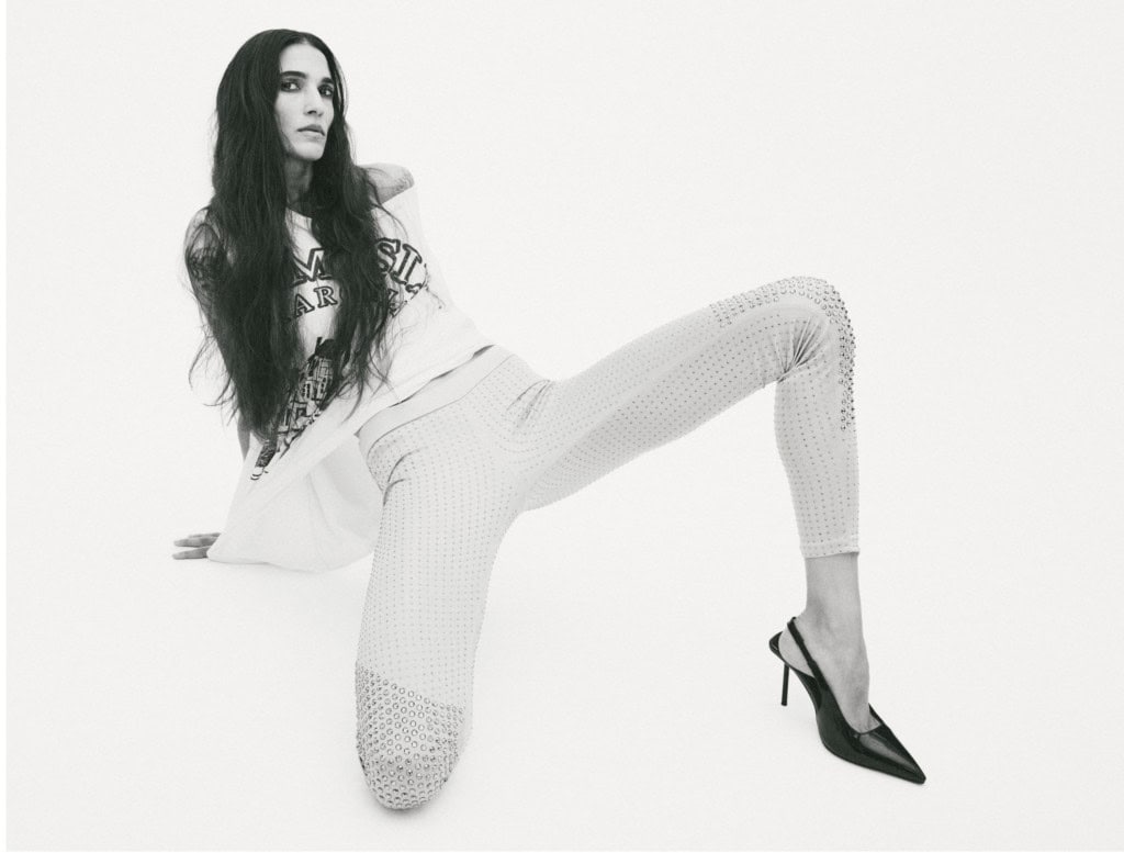 Shirt: Maison Margiela Pant: Anna Molinari Shoe: Saint Laurent