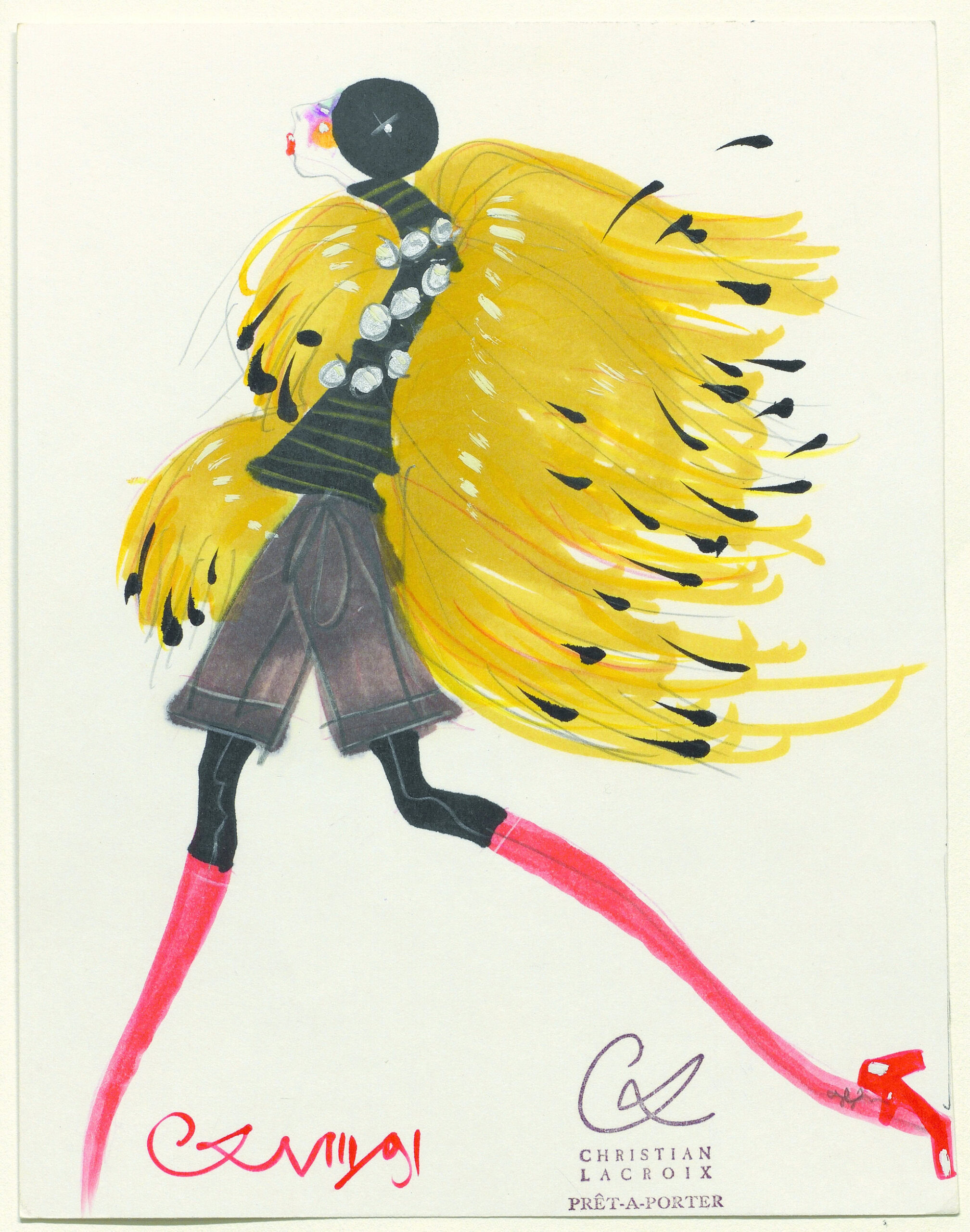 Christian Lacroix, Croquis de mode, début des années 90, crayon et feutre sur papier © Monsieur Christian Lacroix 2026