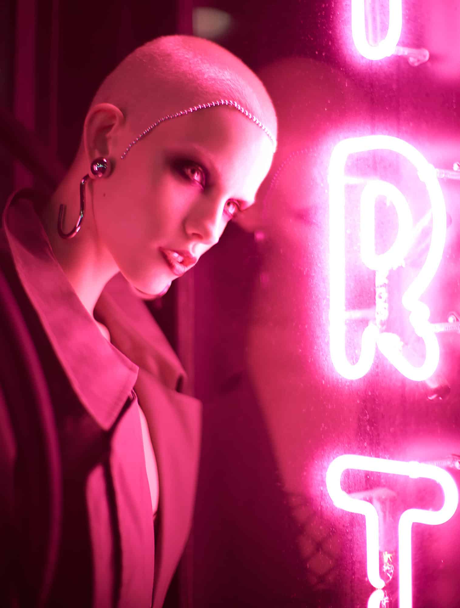 neon lights reflection