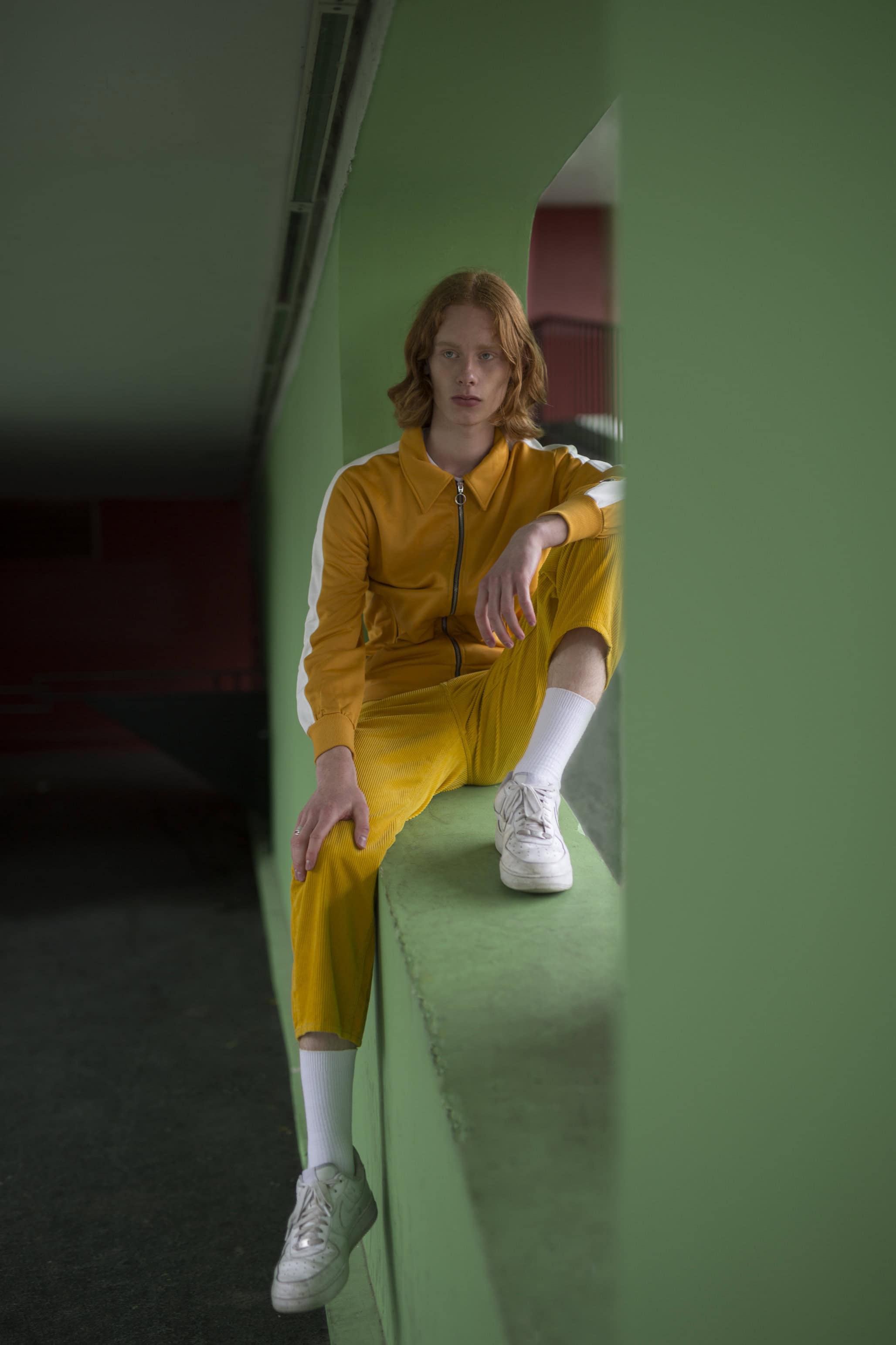 Mustard yellow top SWEET PANTS, mustard yellow corduroy pants LEE.