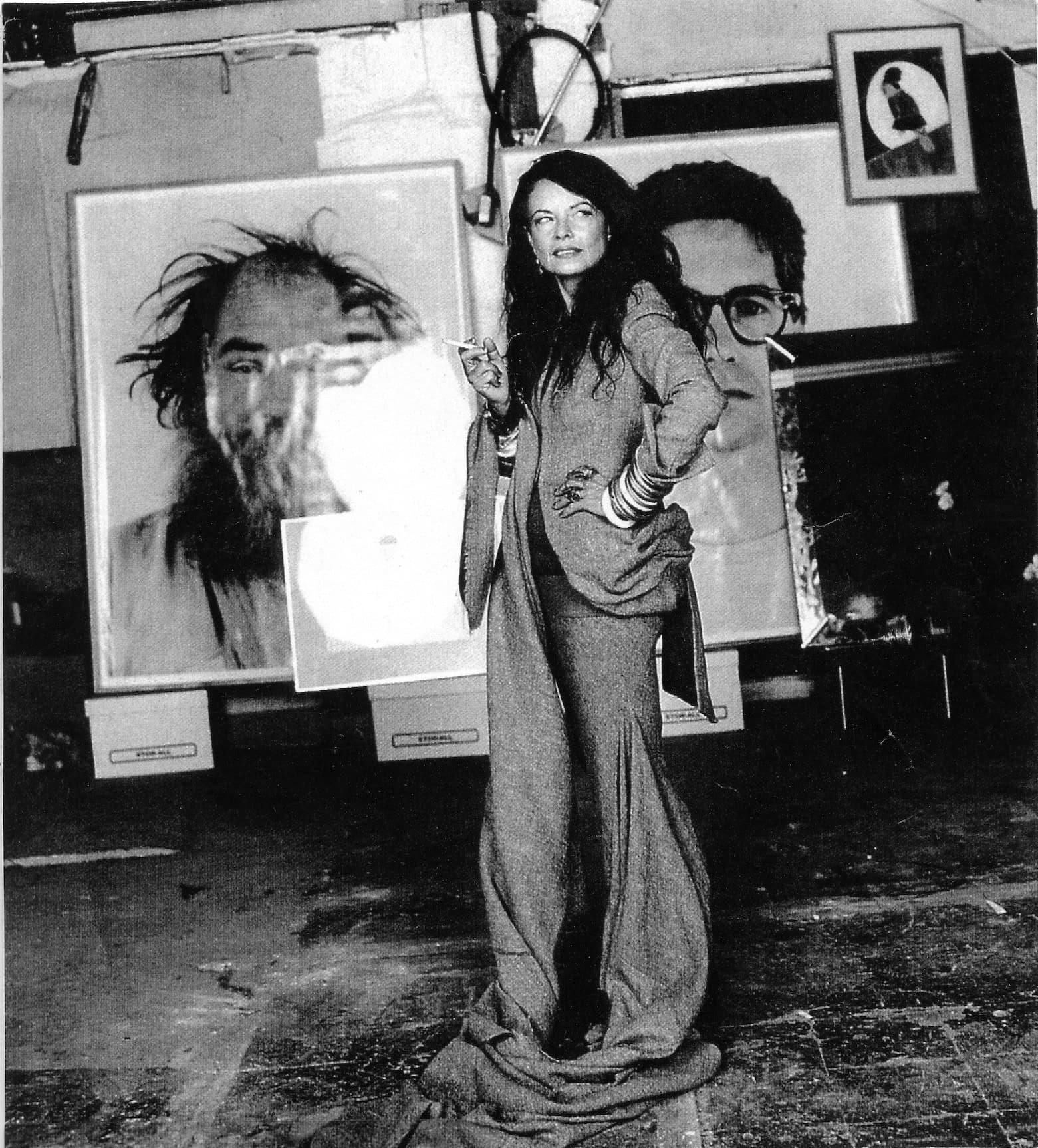 Michèle Lamy in Rick's creative space, surrounded by their iconography