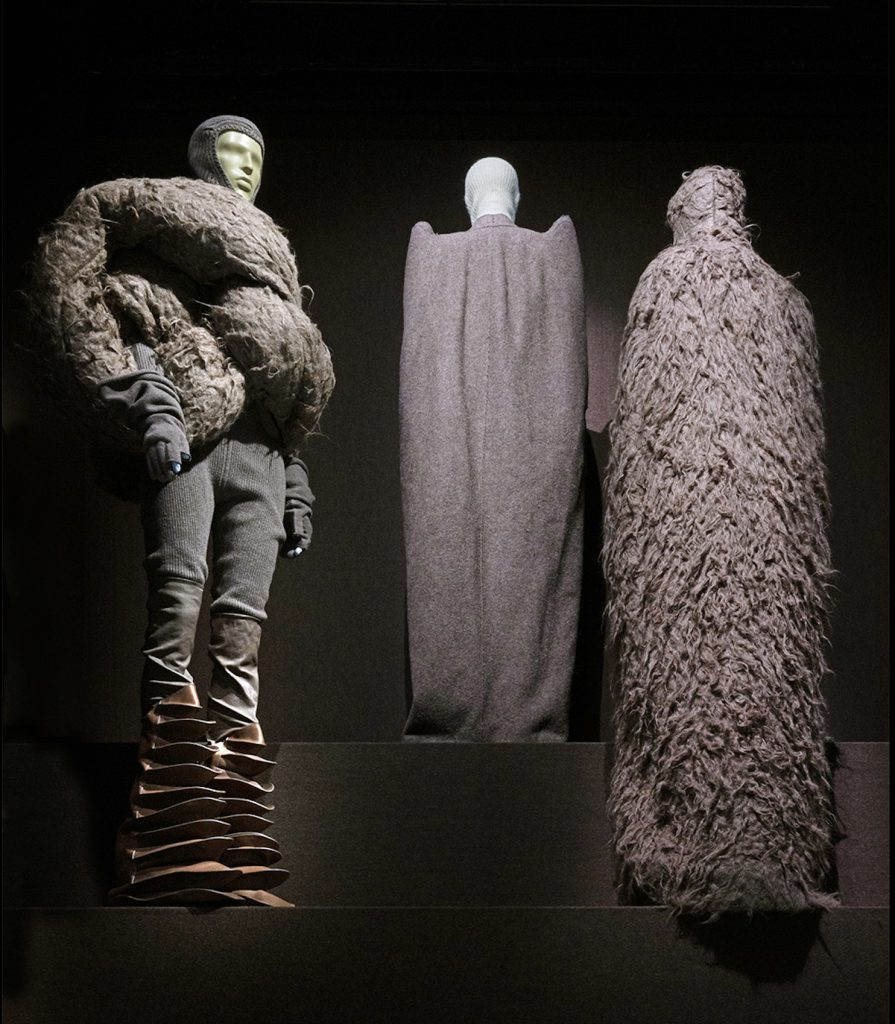 Rick Owens exhibition silhouettes, sculptural and brutalist fashion installation