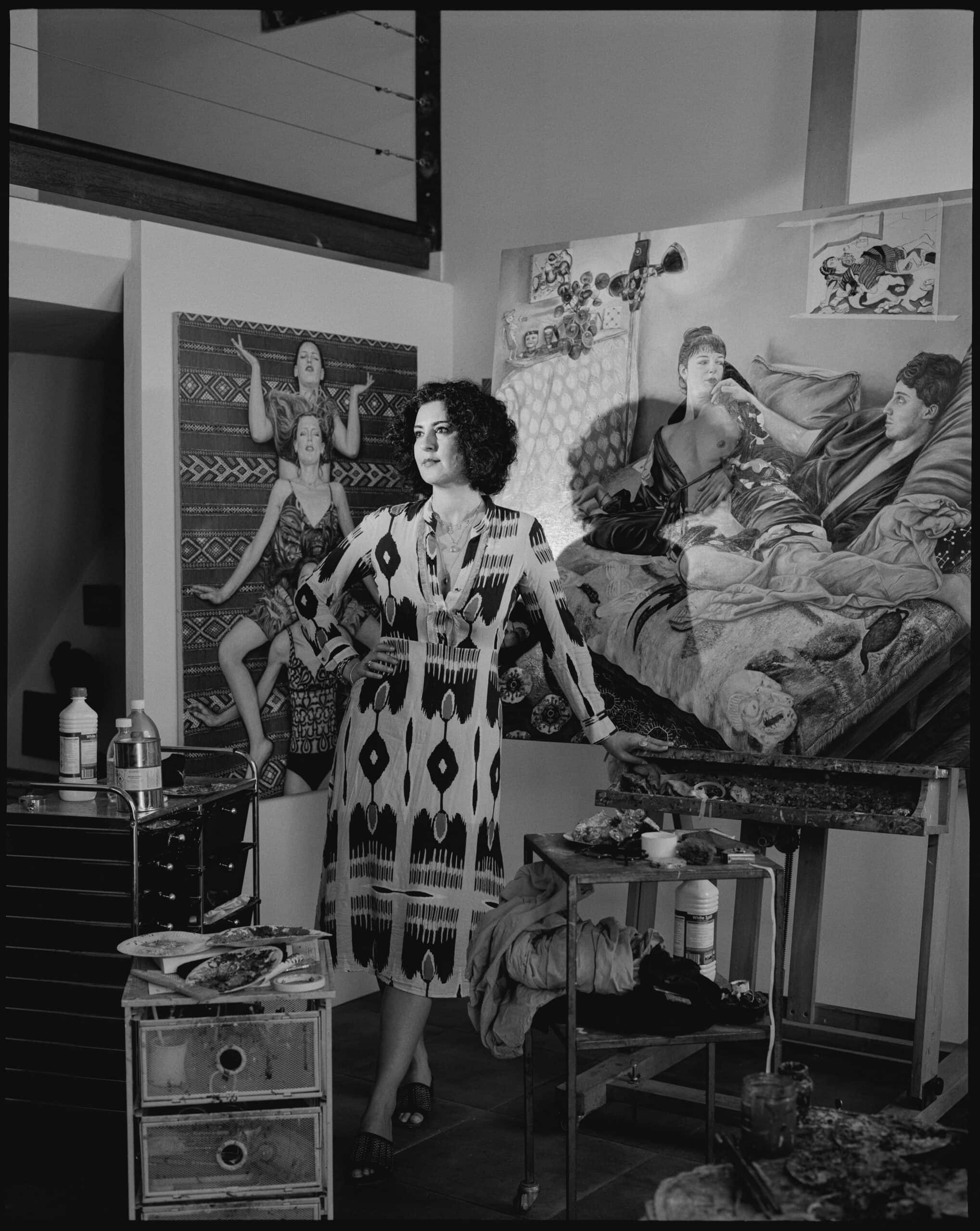 March 28th, 2025. Arcueil, France. Portraits of artist Nazanin Pouyandeh in her studio.