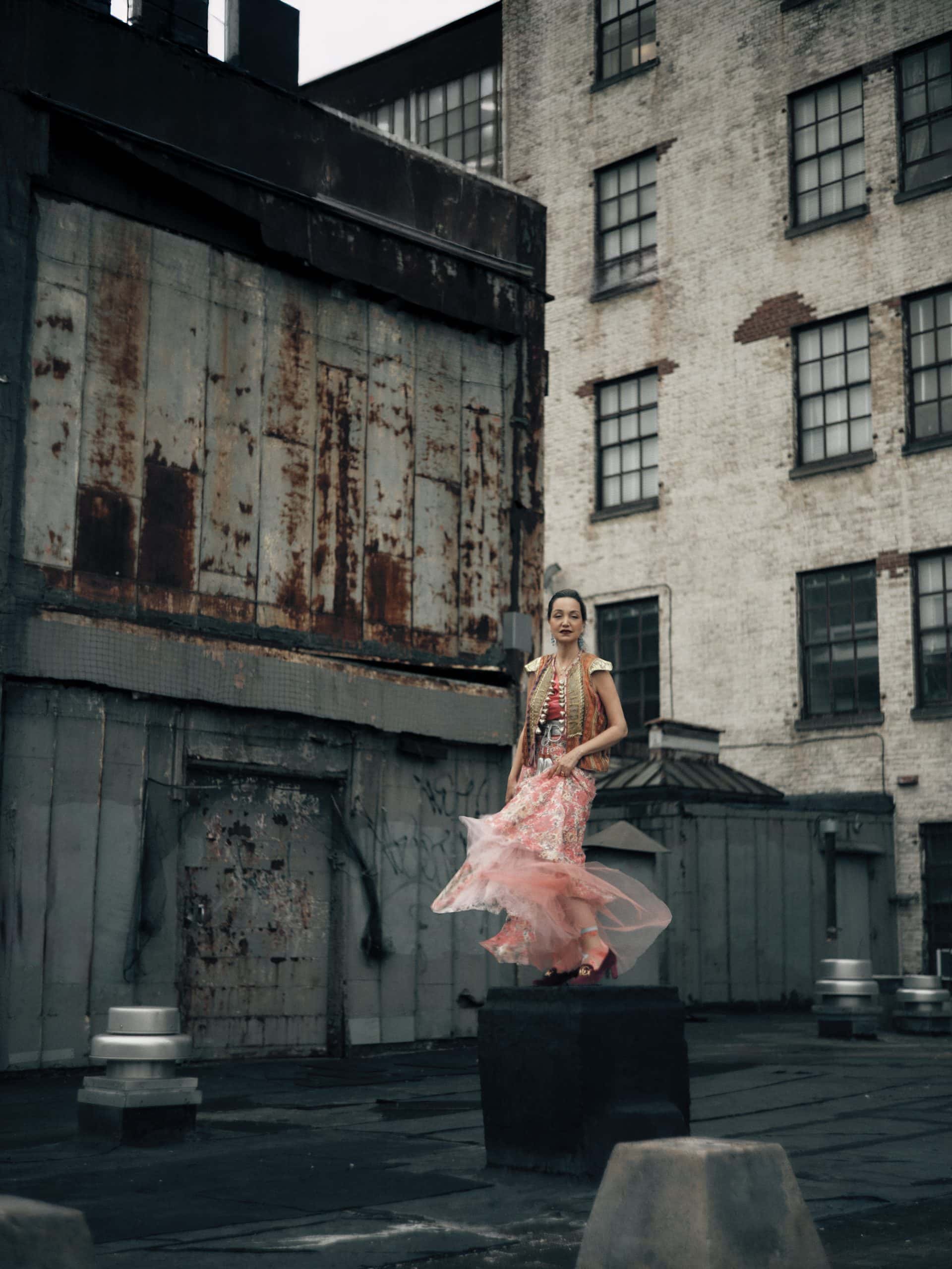 Faten Gaddes pink dress