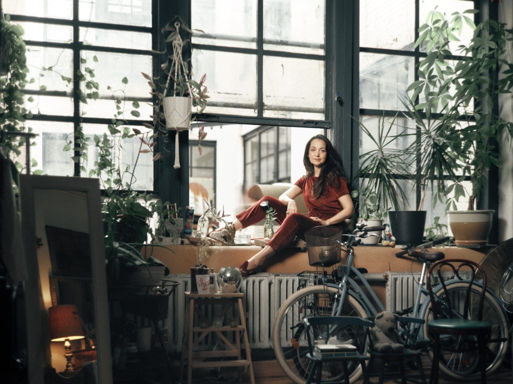 Faten Gaddes in her studio