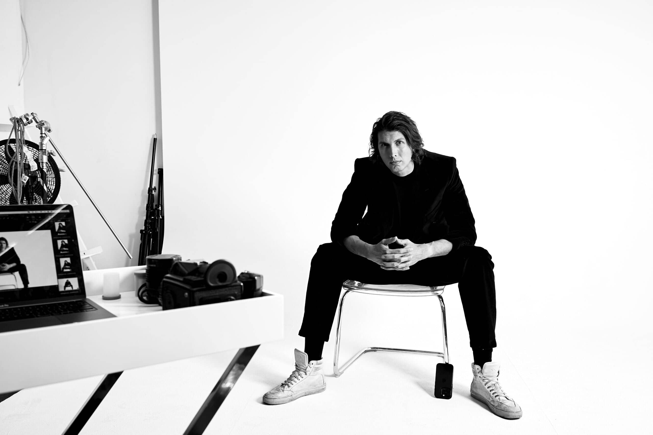 Andrew Boszhardt photographed by Van Strahl, styled by Clay Dealy, creative direction by Cannon. A composed yet charged portrait, echoing the tension in Breed of Greed.