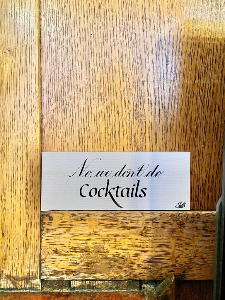 No we don't do Cocktails Anji Connell Coach and Horses