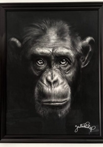 Mecenavie Gallery - Artist Julie Philip %22Primal Mirror%22 26x34%22 Black chalk