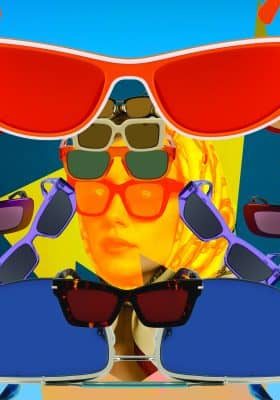 Collage of colorful sunglasses