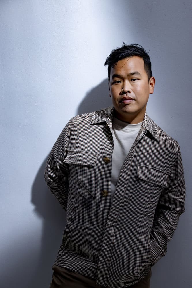 chef buddha wearing Checkered Coat, Sand Copenhagen, Tee, Adidas, Pants, Fradi