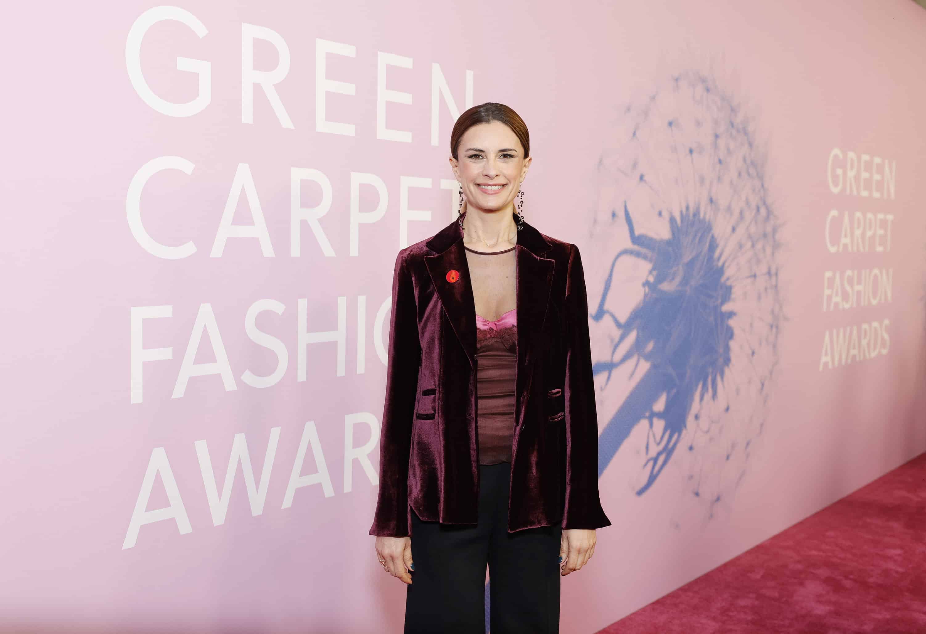 Livia Firth on red carpet at Green Carper Fashion Awards, fashion photography