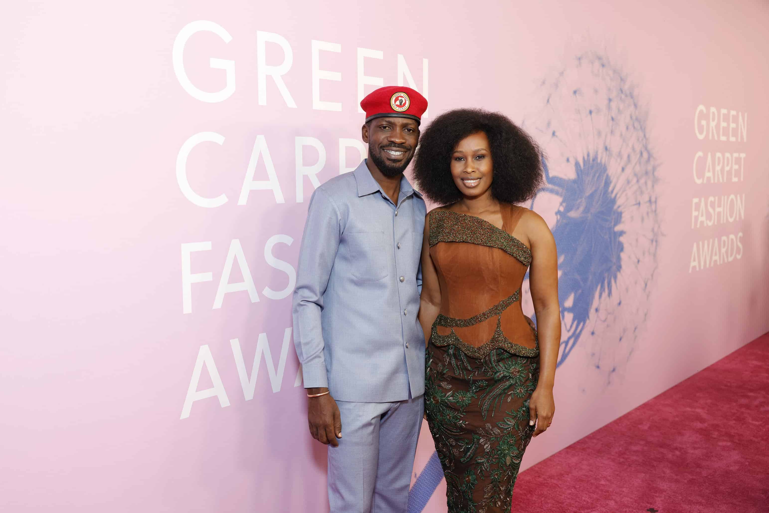 Bobi Wine and Barbie Kyagulanyi on red carpet at Green Carpet Fashion Awards, fashion photography