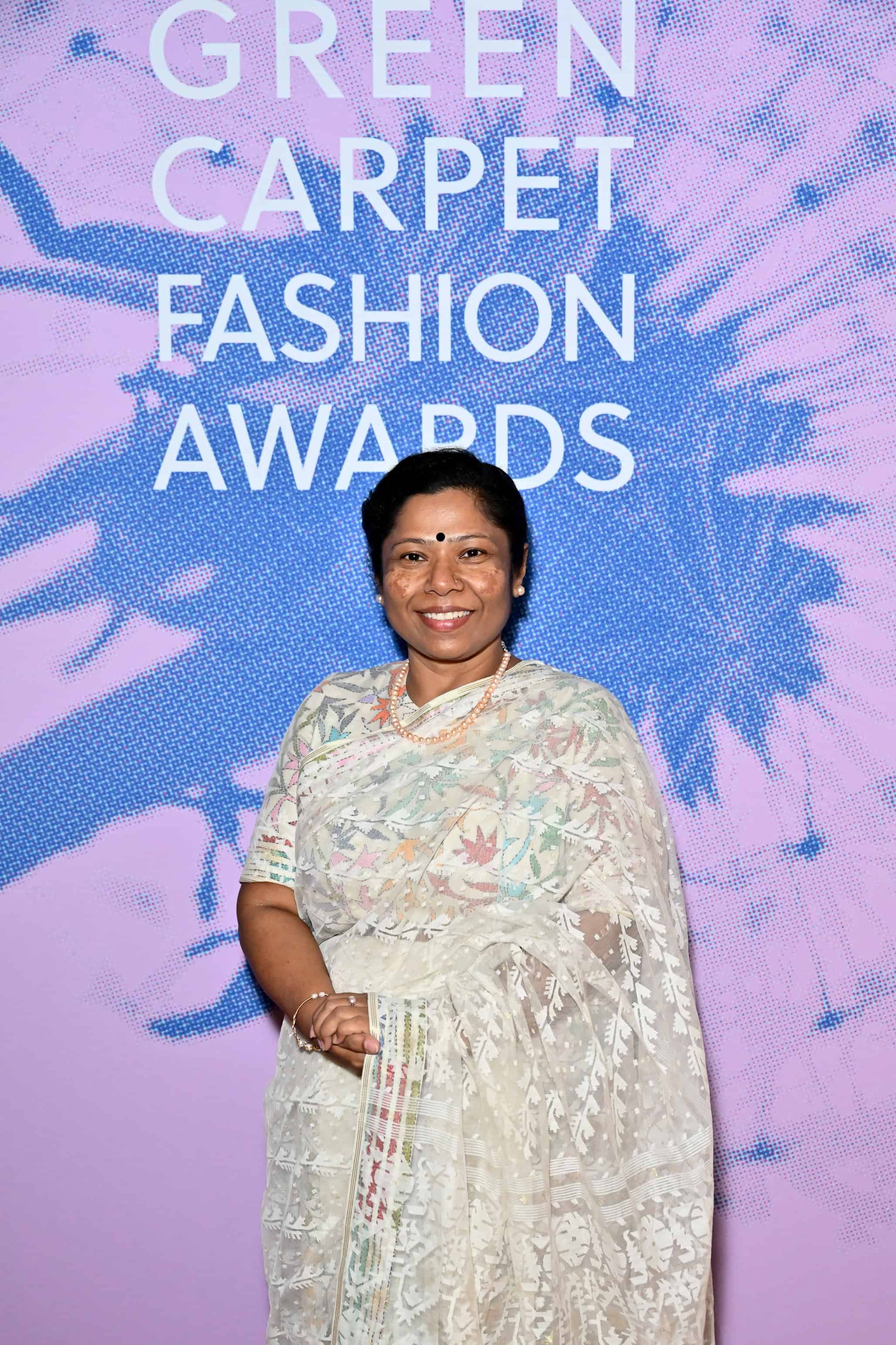 Kalpona Akter on red carpet at Green Carpet Fashion Awards, fashion photography