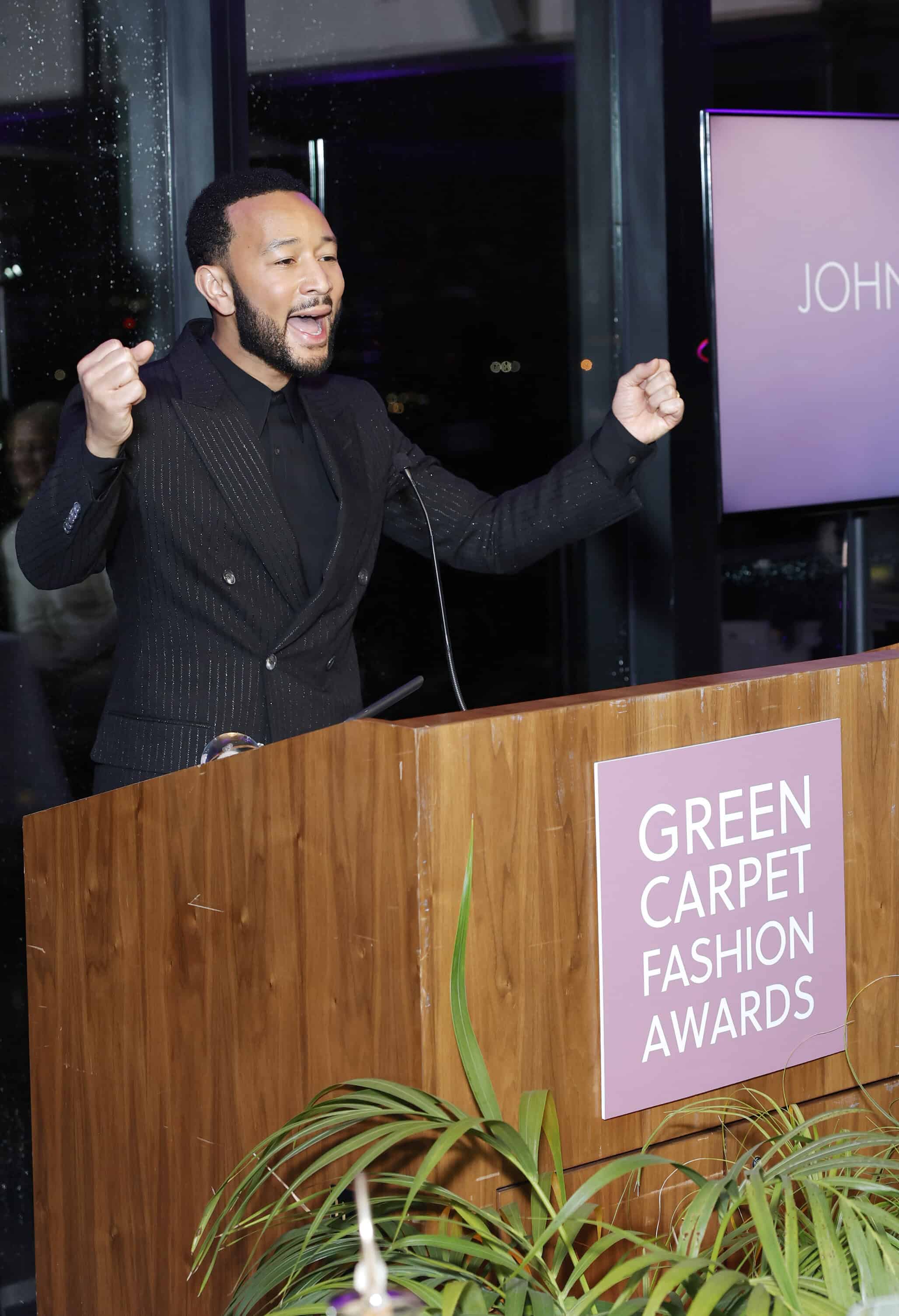 John Legend at Green Carpet Fashion Awards, fashion photography