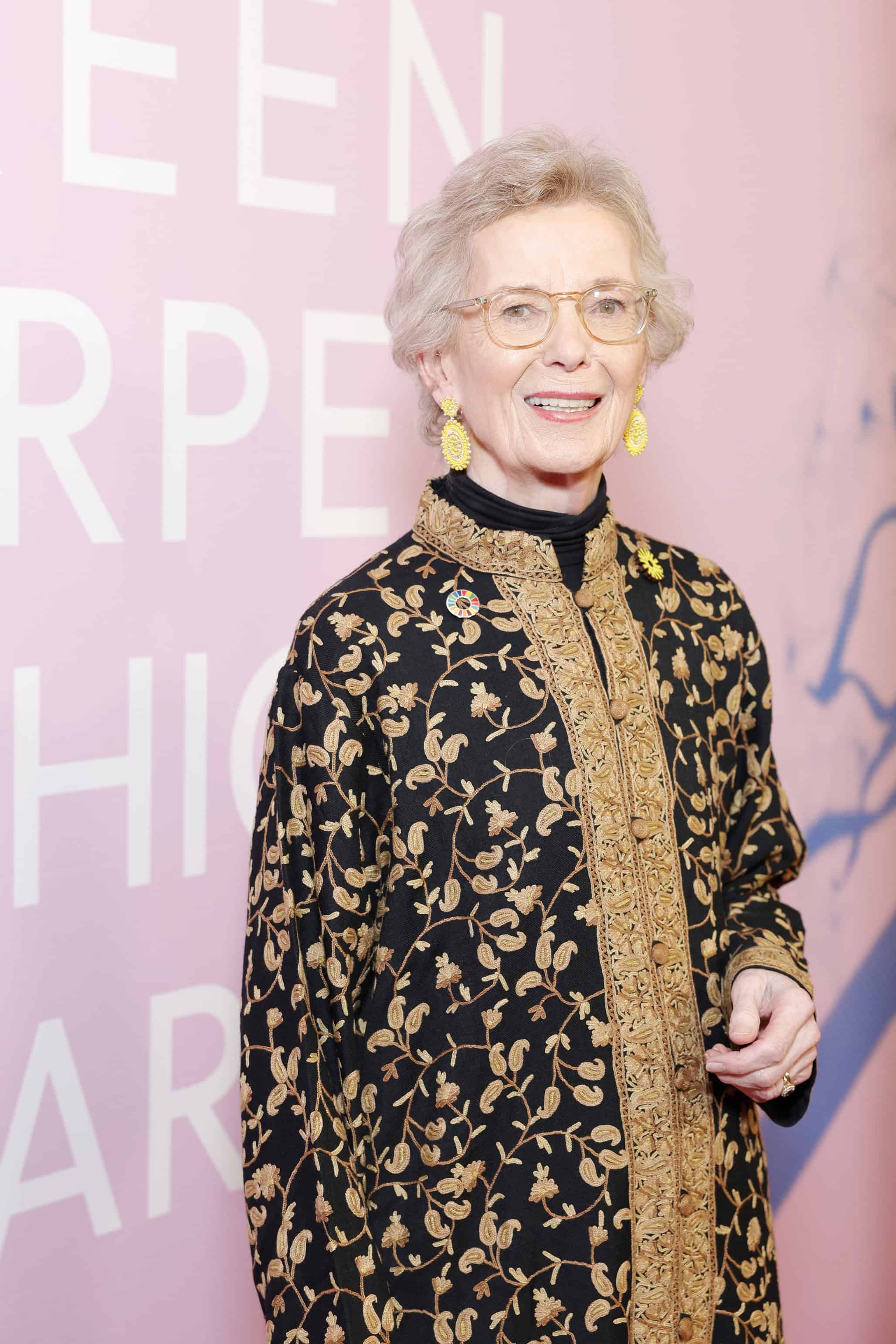 Mary Robinson on red carpet at Green Carpet Fashion Awards, fashion photography