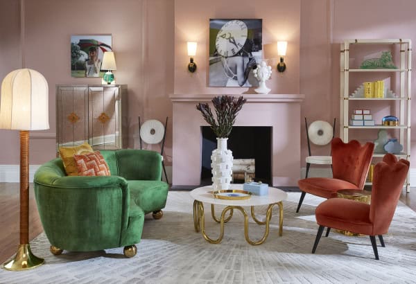Luxury home decor pink living room