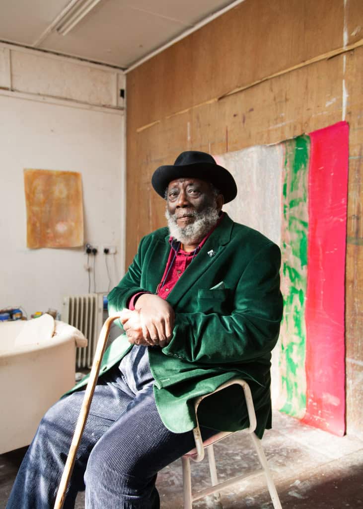Frank Bowling in his studio