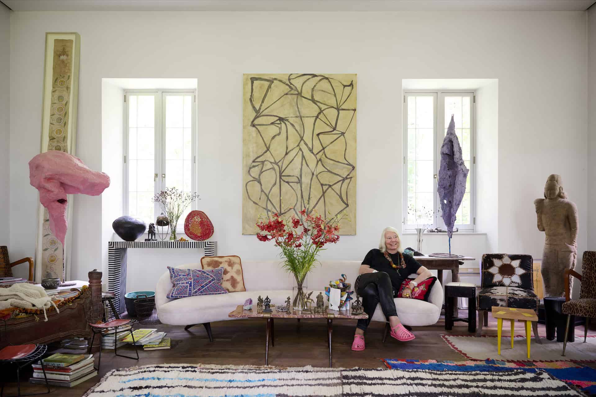 Helen Marden in her New York City home with her
Chamberlain work on the coffee table. Photo Jason Schmidt ©