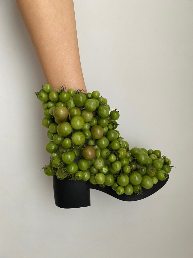 Ekaterina Shukshina organic boots decorated with grapes