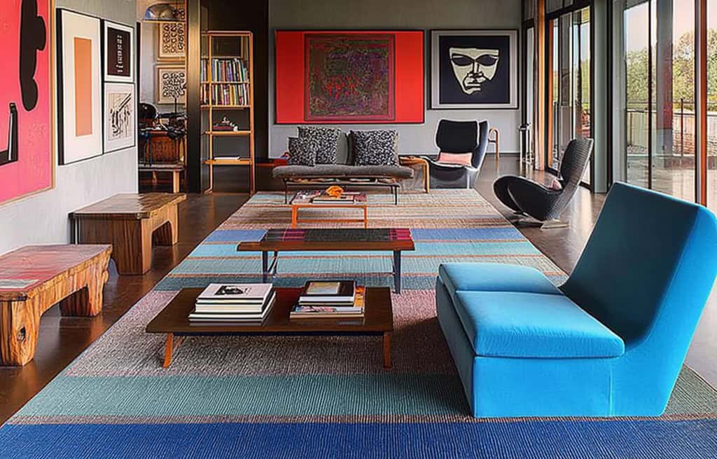 Maximalist Design. Bright color interior. 