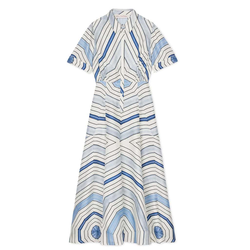 SANDRO white and blue dress